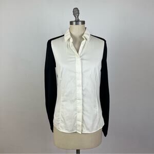 Akris Black & White Color-block Button Down Shirt